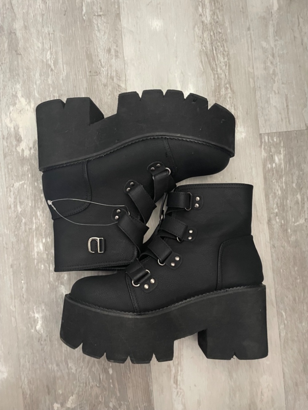 Women's Platform Boots Punk Block Heel Boots Size 6.5